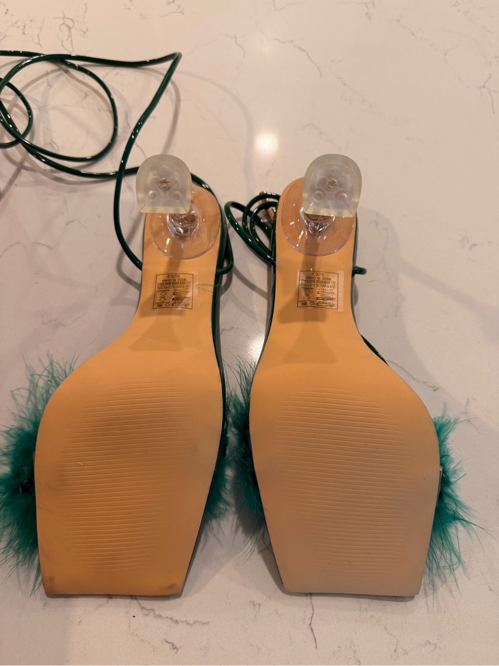 Azalea Wang Emerald Feather Lace-Up High Heels - Picture 4 of 4